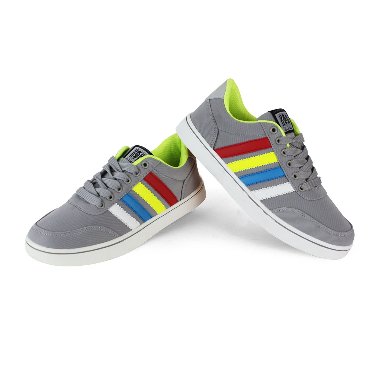 Trendy Lace-Up Sport Striped Multi Colored Sneakers Shoes Mens - Ash/Blue